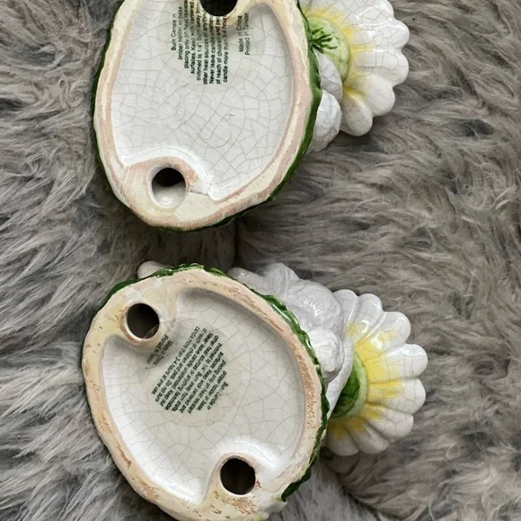 Hand painted Spring White Bunny Ceramic Candle holder Easter Bunny Crackle Paint - Picture 3 of 11